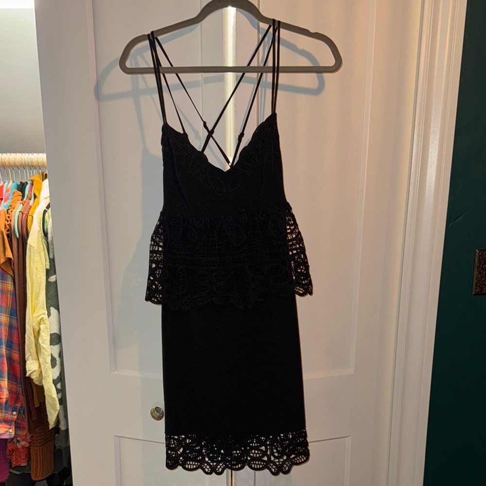 Gianni Bini Black Spaghetti Strap Babydoll Midi Dress